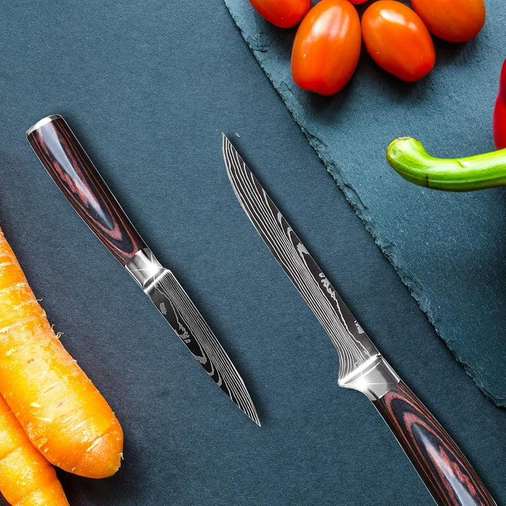 Gustrug Messerset 5-tlg Küchenmesser Set mit Ergonomischen Griff, Profi Messer Set aus Hochwertigem