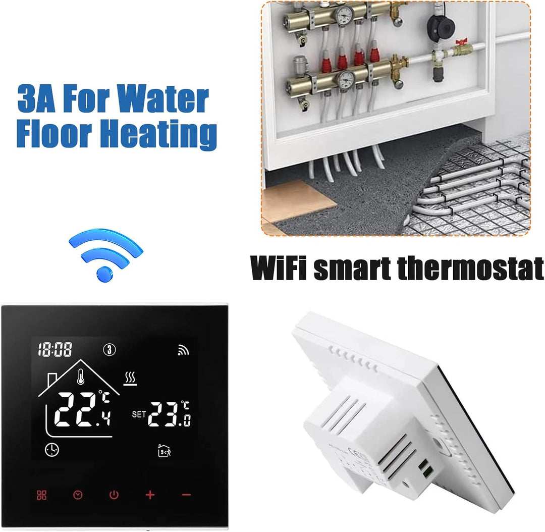Smart WiFi Thermostat Fussbodenheizung Wasser, Tuya WiFi Heizungsthermostat LED Display Touchscreen