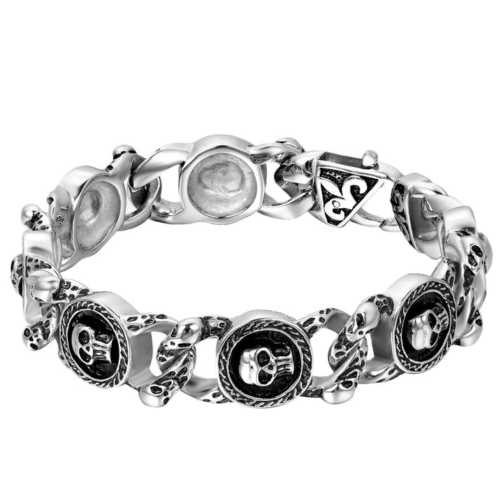 OIDEA Herren RockTotenkopf Armband: Schädel Schwer Gliederkette Armkette Punk Gotik Skull Armreif Sk