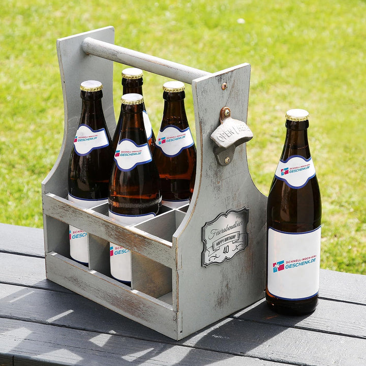 SNEG Flaschenträger aus leichtem Holz | Bierträger | Handwerker | Six-Pack | Männerhandtasche mit Sc