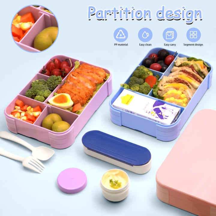 IJIAMY Brotdose Kinder mit Fächern, Bento Box Kinder, Auslaufsicher Lunchbox Kinder, Brotbox für Mäd