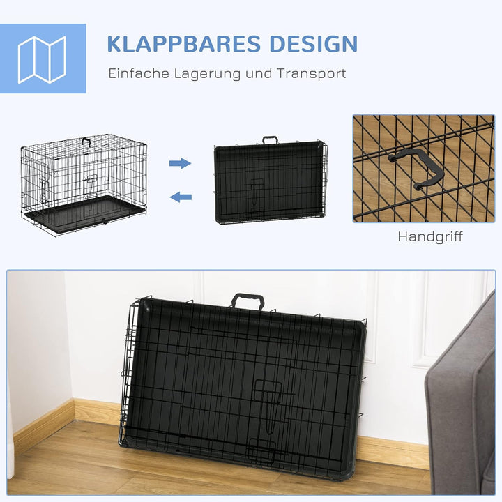 PawHut Hundekäfig Transportkäfig Drahtkäfig mit Gitter Hundebox Transportbox Kleintierkäfig Reisebox