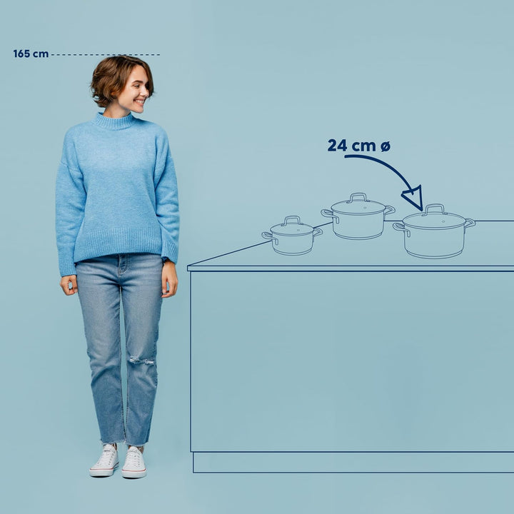 kela Bratentopf 24 cm FLAVORIA, Kochtopf Induktion 4,6 L, Glasdeckel mit Dampfauslassventil, Innensk