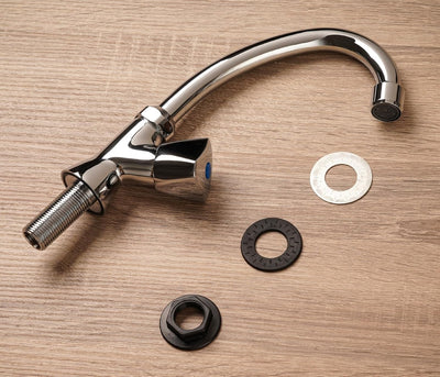 'aquaSu® Standventil Standard mit Drehgriff, Kaltwasserarmatur mit Spindel-Innenteil, Einhebelmische