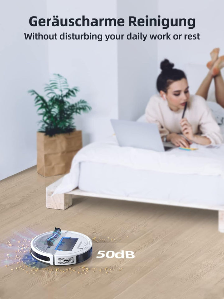 HONITURE Saugroboter mit Wischfunktion, G20 Staubsauger Roboter 3000Pa,Kehren Saugen Wischen 3 in 1