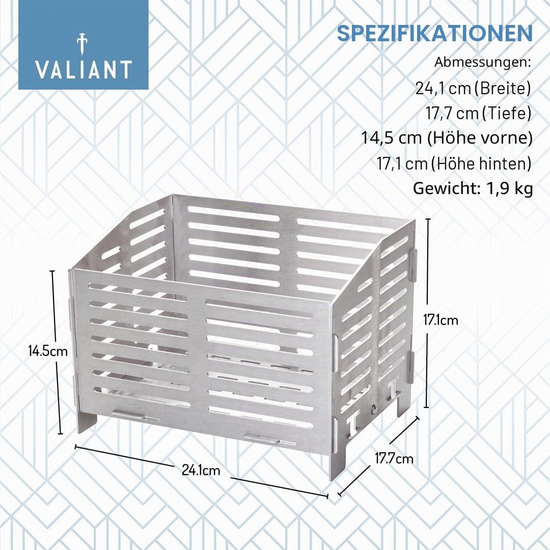Valiant Pelletbrennerkorb Für Holzöfen Und Kamine, Edelstahl, Belüftet