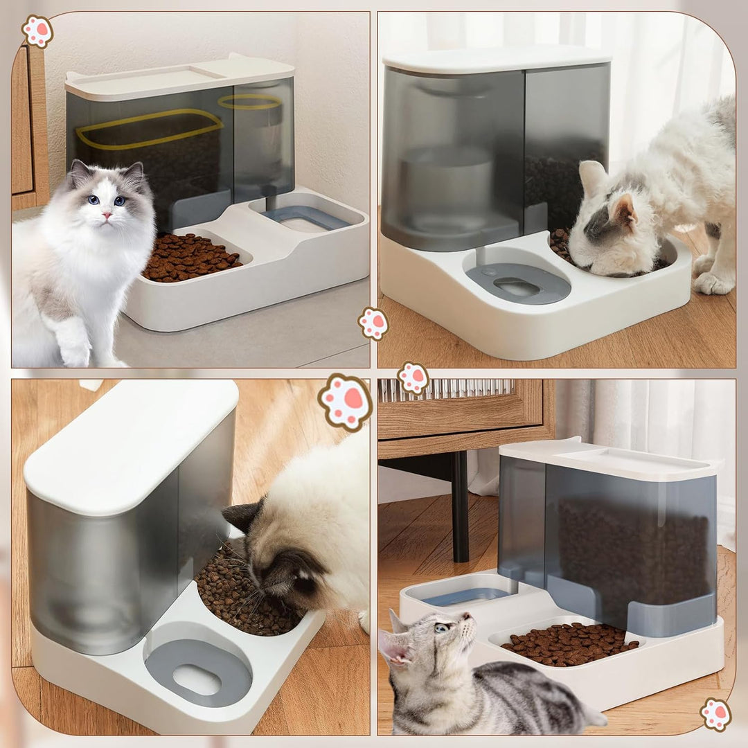 Futterautomat Katze Set, 3.8L 2-in-1 Automatischer Gravity Katzen Hund futterautomaten Wasserspender