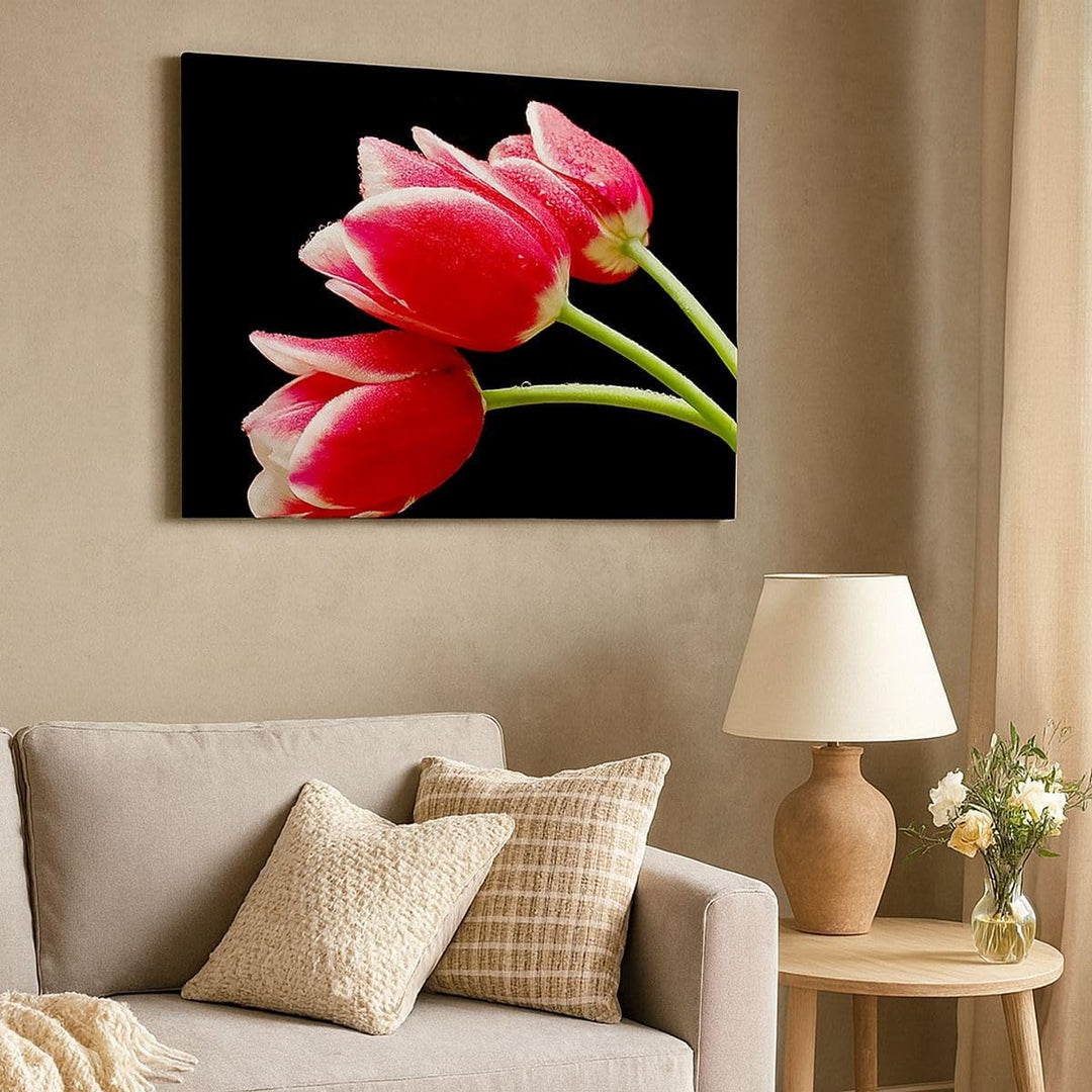 Bilder auf Leinwand 100x70cm Leinwandbild Tulpe garten blume blumenstrauss Gross Wanddeko Bild Schla
