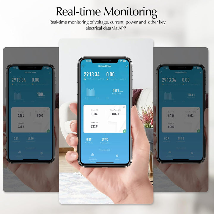eMylo Smart Wifi Energiemessgerät Mini-Stromverbrauchsmessgerät 99% hohe Genauigkeit 1 Phasen Echtze