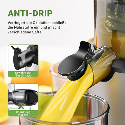 AMZCHEF Ganzfrucht Entsafter - 80MM grosse Öffnung Slow Juicer - Entsafter Gemüse und Obst Testsiege