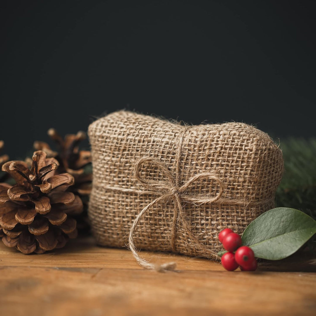 D.RECT 100m Jute-Schnur - 12 Stück | Natur Braun Jute-Kordel | Packschnur Geschenk-Band Bastelschnur