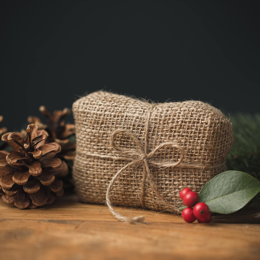D.RECT 10m Jute-Schnur - 12 Stück | Natur Braun Jute-Kordel | Packschnur Geschenk-Band Bastelschnur