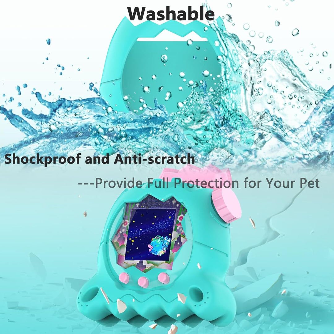 BCWGION Silikonhülle kompatibel mit Tamagotchi Paradise, mit TPU Softscreen Schutzfolie und Fingerba
