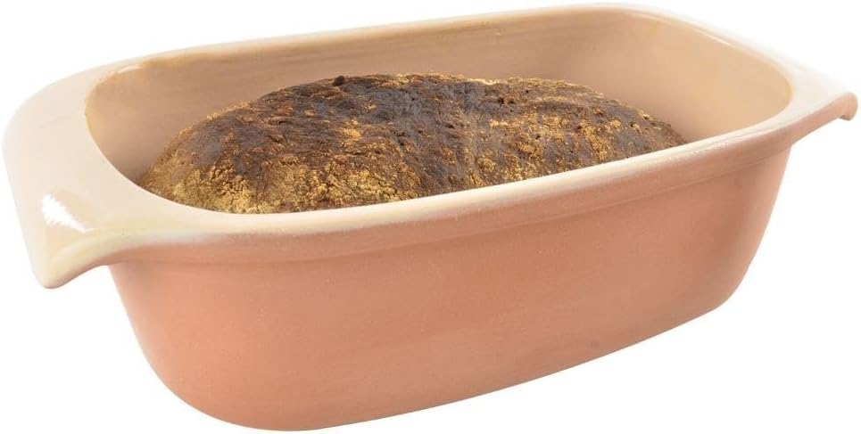 BROTBACKFORM Keramik Brot Backform Kuchenform Brötchenform Brotform 33 x 16 cm