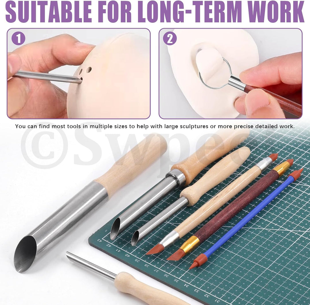 Swpeet 12Pcs Modellierung Clay Sculpting Tools Kit, Kreisförmige Clay Hole Cutters, Gummispitzen Sti