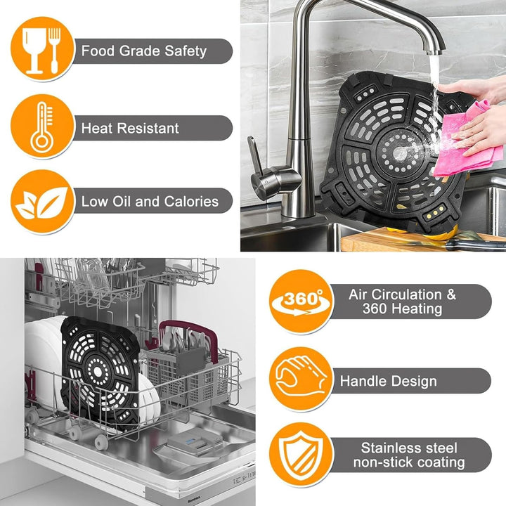 Air Fryer Grillpfanne für Ninja AF181 Air Fryer Pro XL 6-in-1 6,5 QT, 21,6 x 20,3 cm Luftfritteusen-
