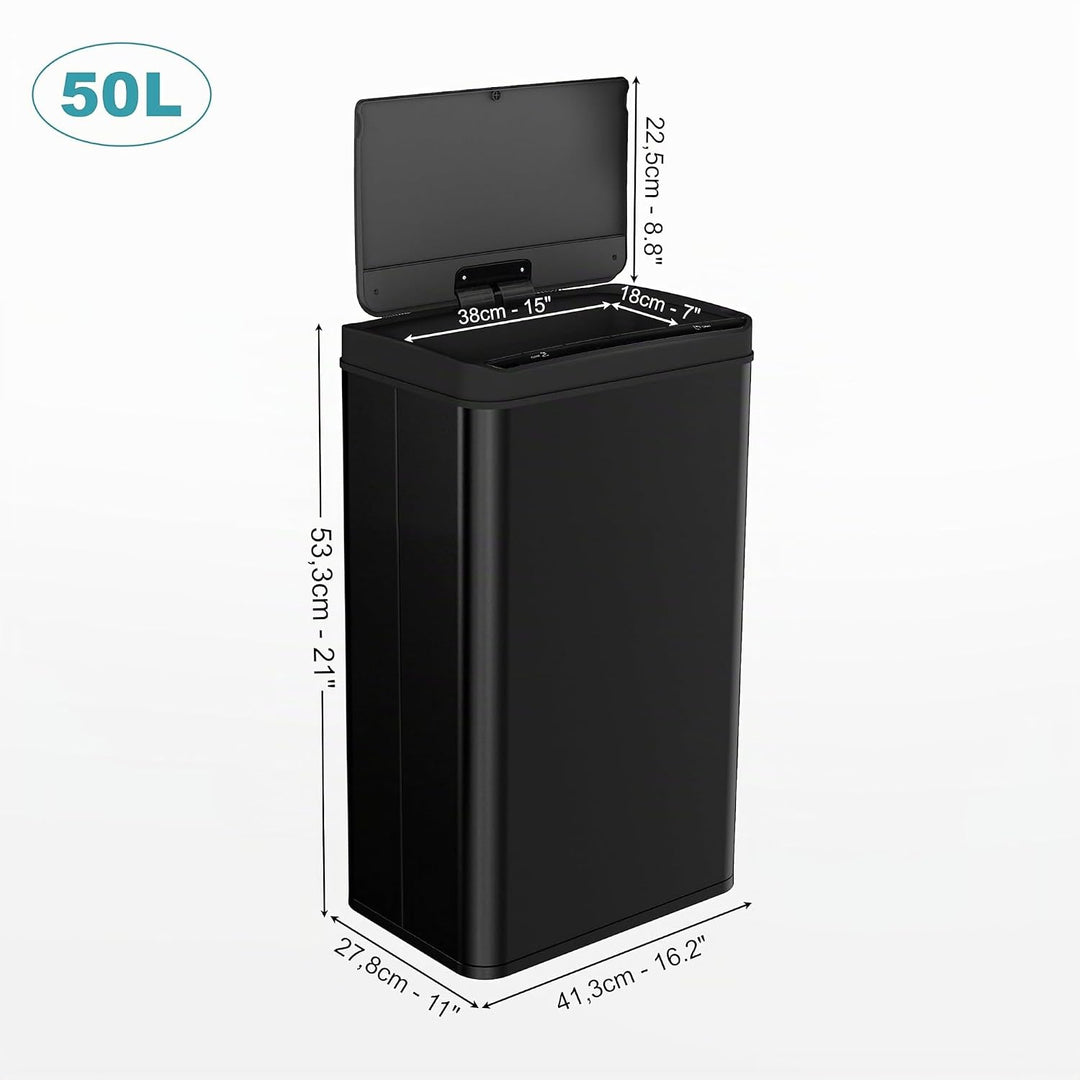 Ribelli Edelstahl Mülleimer 50 Liter - Abfalleimer mit Sensor - Automatisches Öffnen und Schliessen