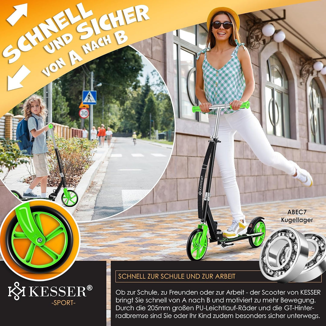 KESSER® Scooter Roller Kinderroller Cityroller Tretroller Kickroller Kickscooter 1. Spider (Green),