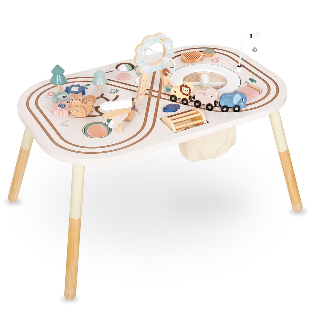 Mamabrum Holz-Lerntisch für Kinder mit 10 Aktivitäten für Kinder 3+, Montessori Spielzeug, Motoriksc