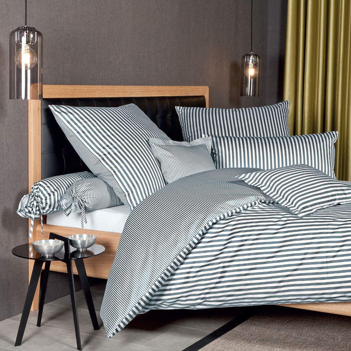 Janine Design Streifen-Bettwäsche modern Classic anthrazit 1 Bettbezug 155 x 200 cm + 1 Kissenbezug