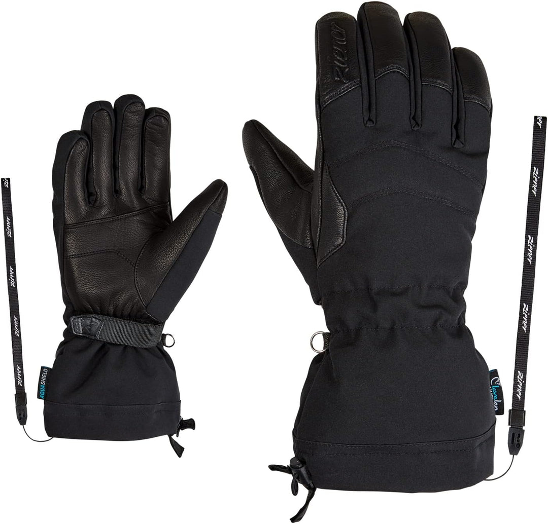 Ziener Damen Kilata Ski-Handschuhe/Wintersport | wasserdicht, Wolle, Freeride 8.5 Schwarz, 8.5 Schwa