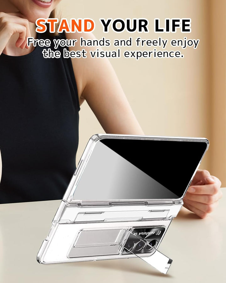 NINKI für Samsung Galaxy Z Fold 7 Hülle mit S Pen Scharnierschutz,Luxus Beschichtung Transparent Cov