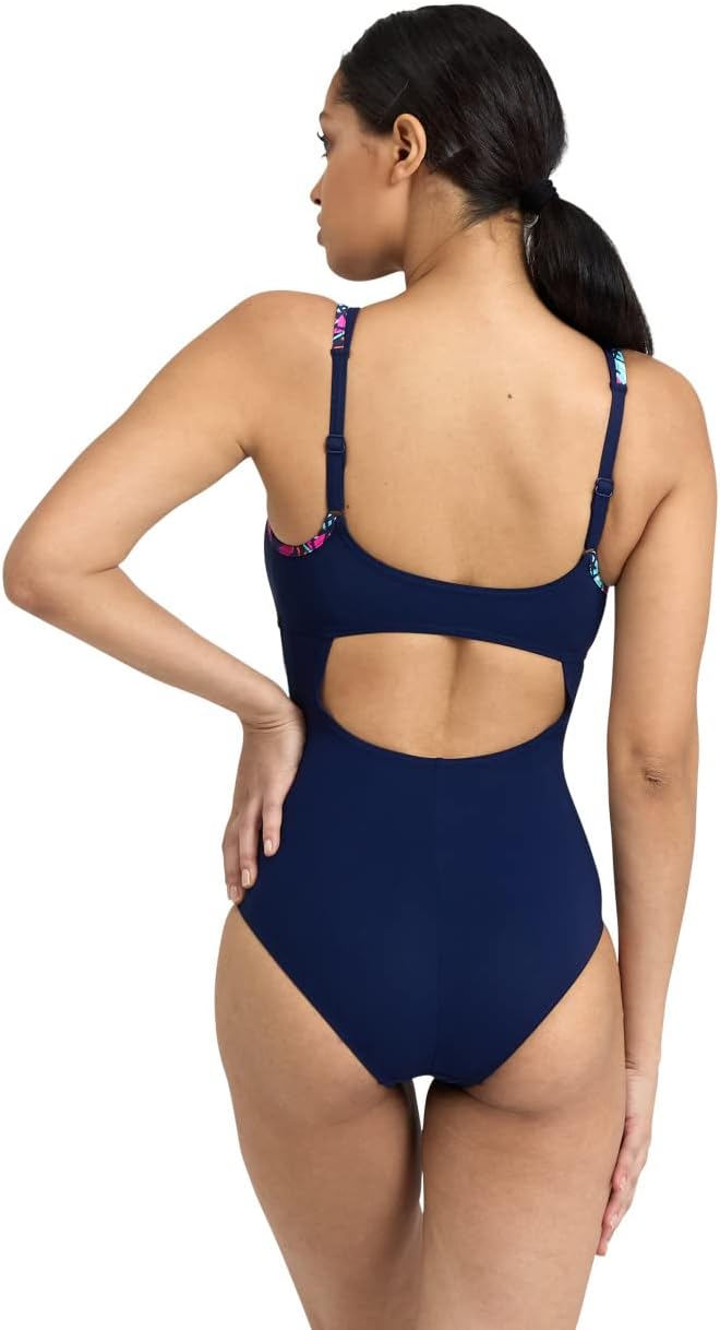 ARENA Damen Women's Bodylift Swimsuit Francy Strap Back Panel One Piece Swimsuit 38 Navy-freak Rose