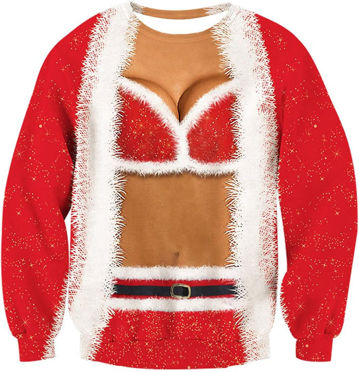 Freshhoodies Unsiex Weihnachten Pullover Lustige 3D Gedruckt Langarm Weihnachten Jumper Weihnachtspu