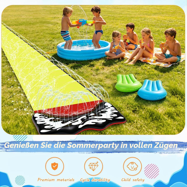 Wasserrutsche Garten für Kinder, 480 * 71cm Wasserrutschmatte mit 2 Bodyboards, Wasserrutsche Kinder