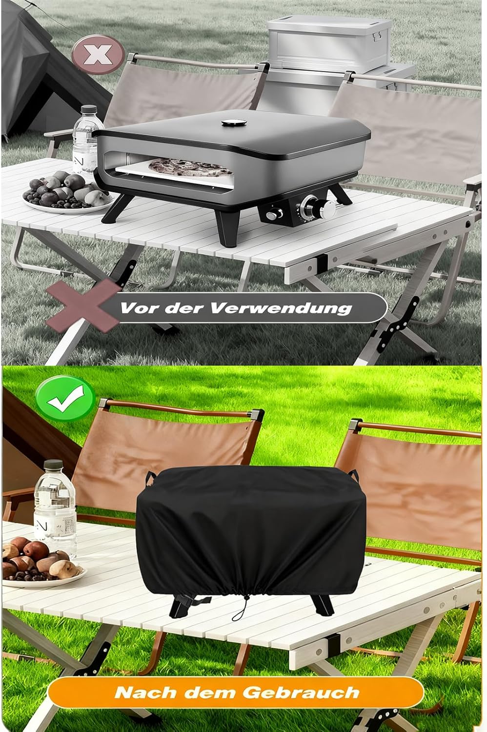 Pizzaofen Abdeckung für 17" Gas Pizza Ofen,62x62x28cm Outdoor Wasserdicht Schutzhülle für cozze 9034