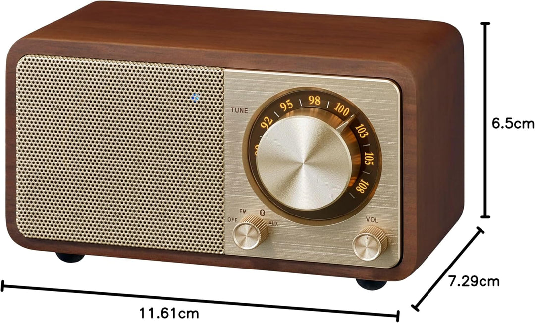 SANGEAN WR-7 Plus (2. Generation) – Kompaktes Retro Radio mit Bluetooth Lautsprecher, FM-Empfang, in