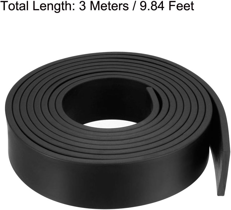 sourcing map Gummidichtung Gummistreifen Massiver Rechteck 40mm Breit, 5mm Dick, 3 Meter Lang, Schwa