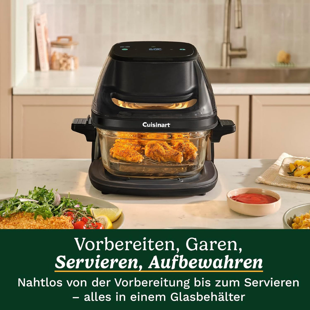 Cuisinart ClearView 3,8 L Heissluftfritteuse mit Glasbehälter | 5‑in‑1 Airfryer | Frittieren ohne Öl