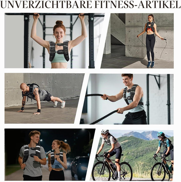 Gewichtsweste herren und frauen,Gewichtsweste mit Reflektierend Streifen für Laufen, Fitness, Kraftt