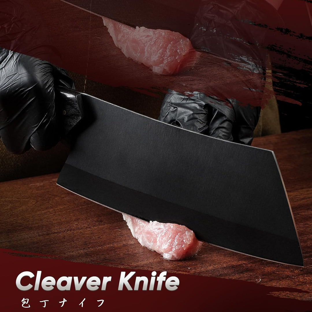 TIVOLI Hackmesser, Edelstahl, robuste Klinge, langlebig, ergonomischer Holzgriff für Fleisch, Knoche