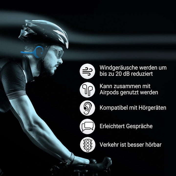 Windfree Ohrenschützer - Lässt Windgeräusche verstummen - Fahrrad Zubehör für E-Bike,Rennrad,Mountai
