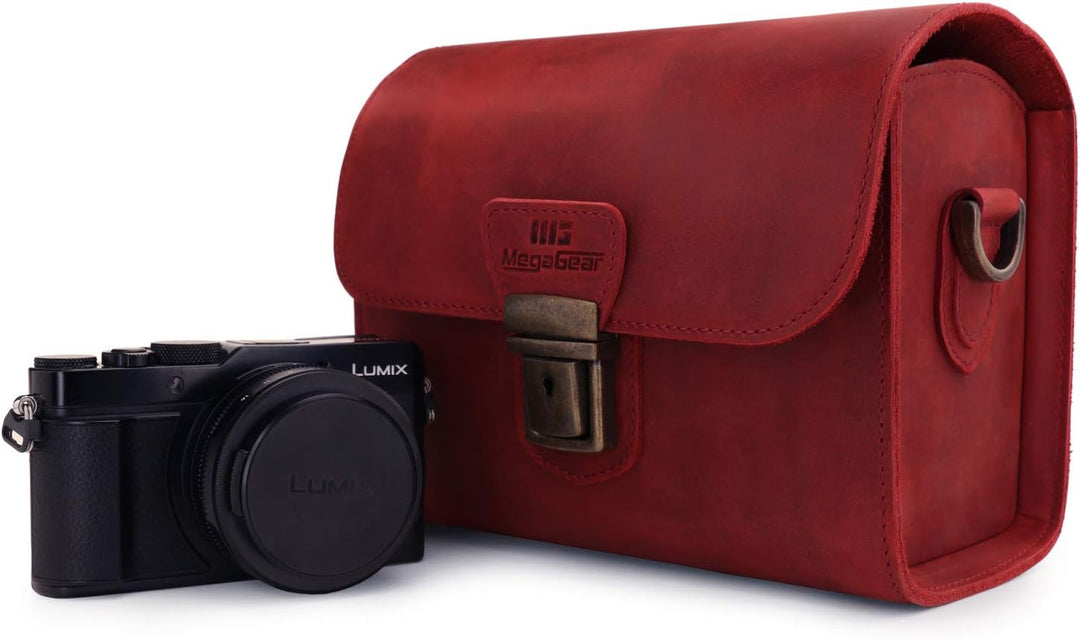 MegaGear MG1722 Pebble Kameratasche aus echtem Leder für spiegellose Sofort- und DSLR-Kameras, Kasta