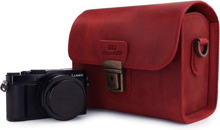 MegaGear MG1722 Pebble Kameratasche aus echtem Leder für spiegellose Sofort- und DSLR-Kameras, Kasta