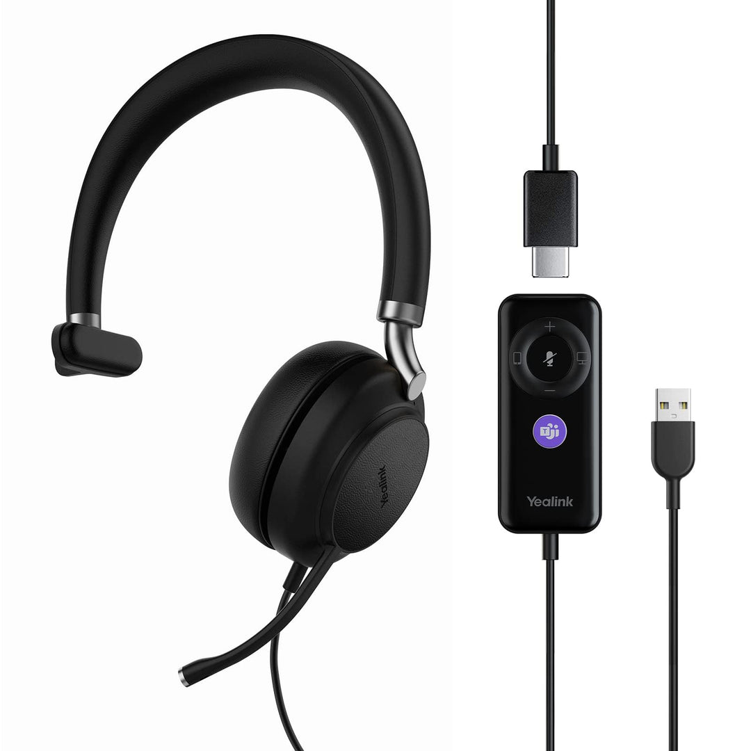 Yealink USB Headset UH38,Microsoft Teams Zertifizierte Mono/EIN Ohr Kopfhörer mit Noise Cancelling M