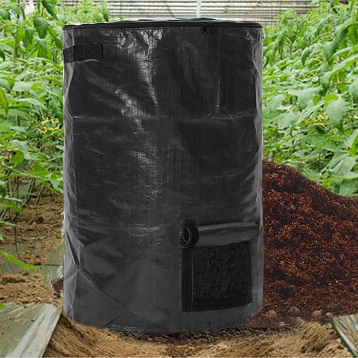 Komposteimerbeutel mit grossem Fassungsvermögen, 300 l, für Garten, Hof, Abfalleimer (schwarz, 1 Stü