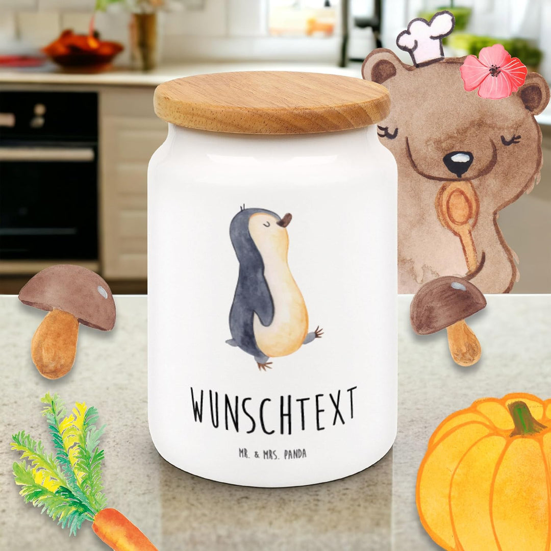 Mr. & Mrs. Panda Personalisierbare Keksdose Pinguin marschieren - Personalisierte Geschenke, Unausge