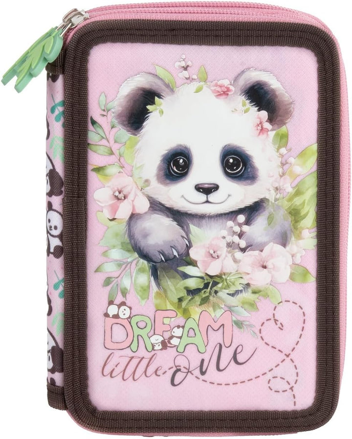 Ragusa-Trade Panda Pandabär Bärchen, 2-Fach Federtasche Federmappe, 27 TLG. gefüllt für Kinder Junge
