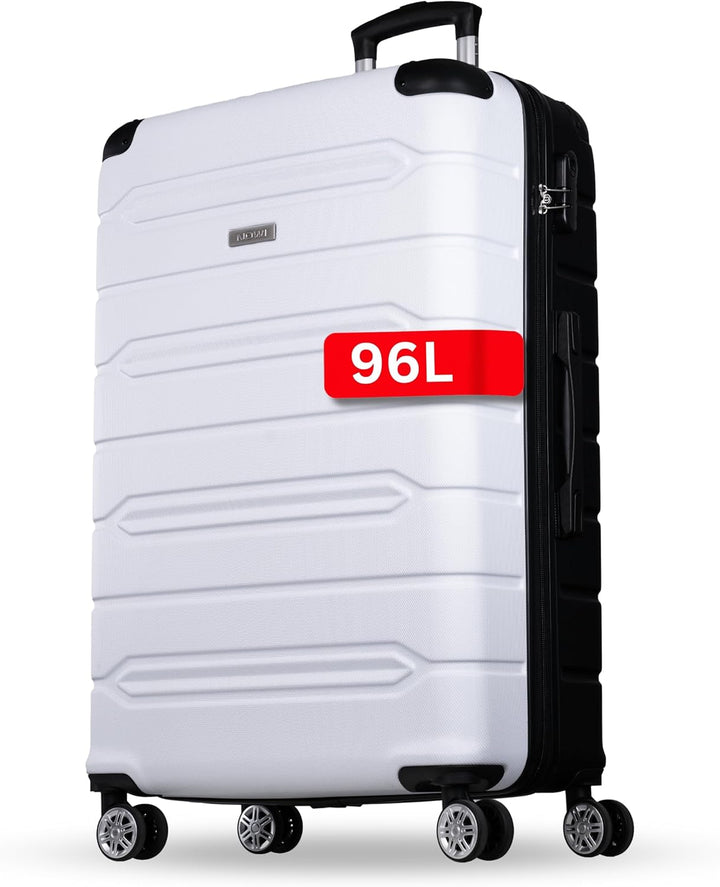 NOWI Hartschalenkoffer XL Gross – 96L Volumen – 8 Rollen 360° drehbar – Leichter ABS Koffer mit Zahl