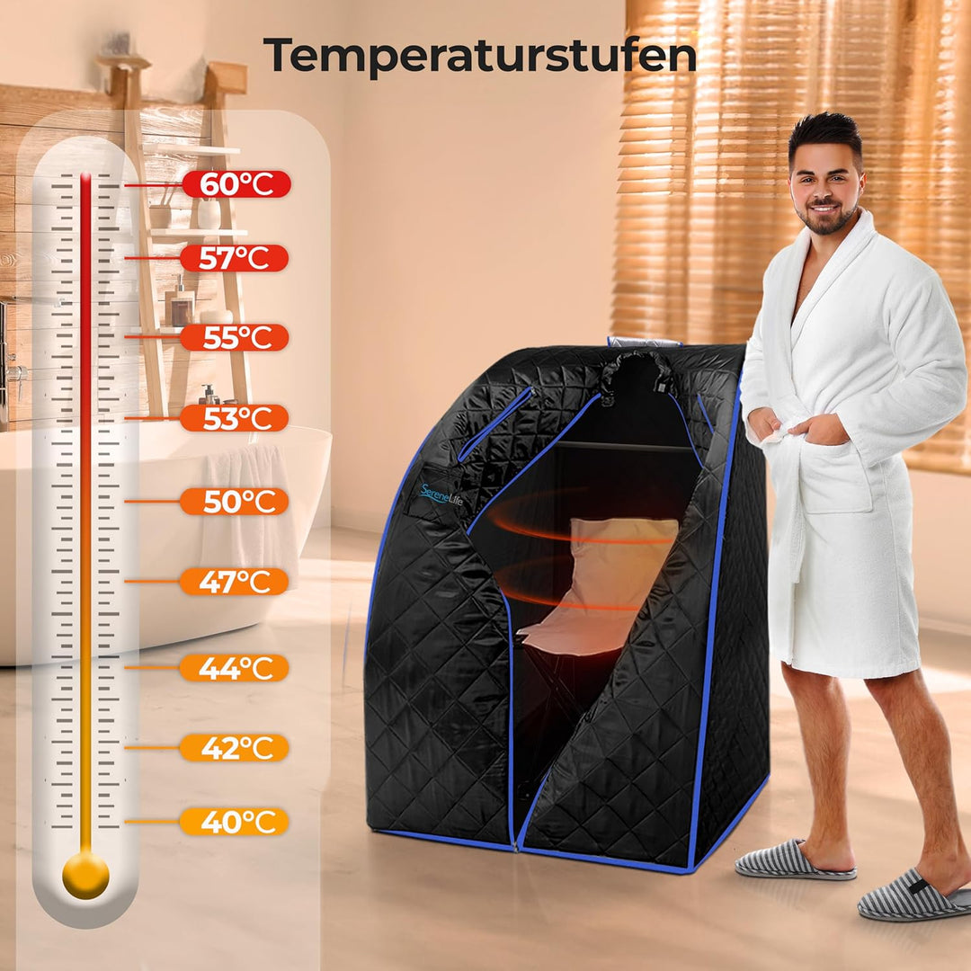 SereneLife Mini Sauna, Dampfsauna für Zuhause, Infrarot Sauna für Zuhause, Portable Sauna, Gartensau