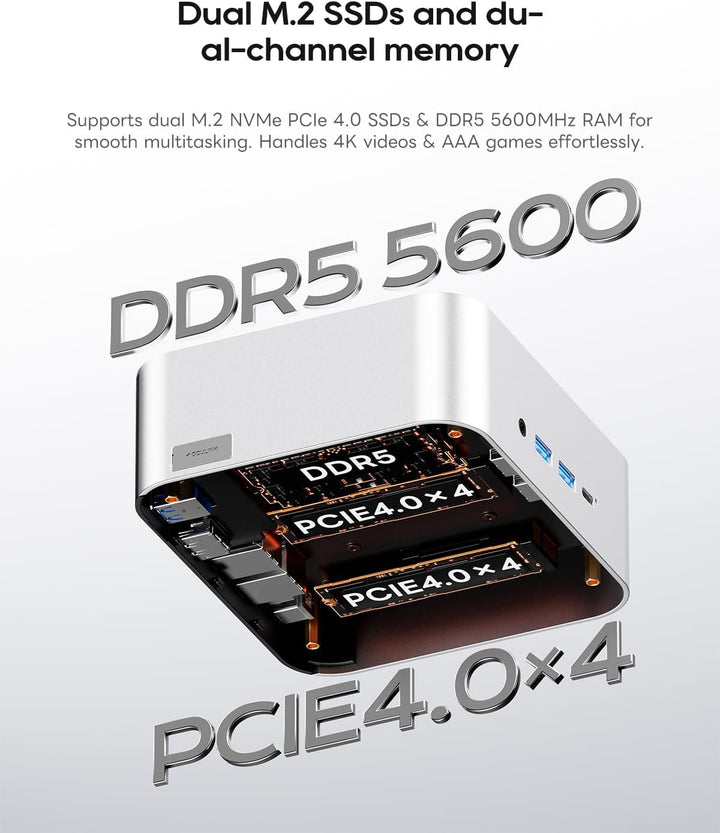 AOOSTAR MACO Mini PC Ryzen 7 H 255(bis zu 4,9GHz) Mini Desktop Computer Kein RAM Keine M.2 PCIe4.0 S