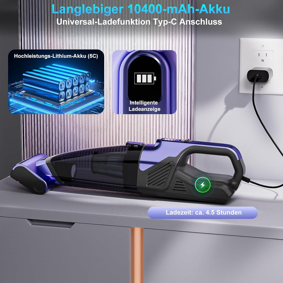 Handstaubsauger Akku 17000Pa Handstaubsauger Kabellos Autostaubsauger Stark Mini Staubsauger Tragbar