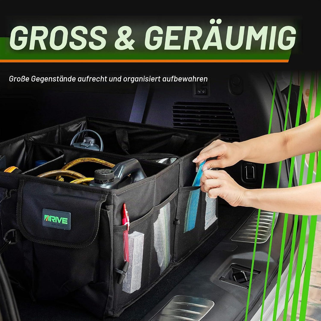 Drive Auto Products Kofferraum Organizer - Praktische Kofferraumtasche mit Fächern - Einkaufskorb, A