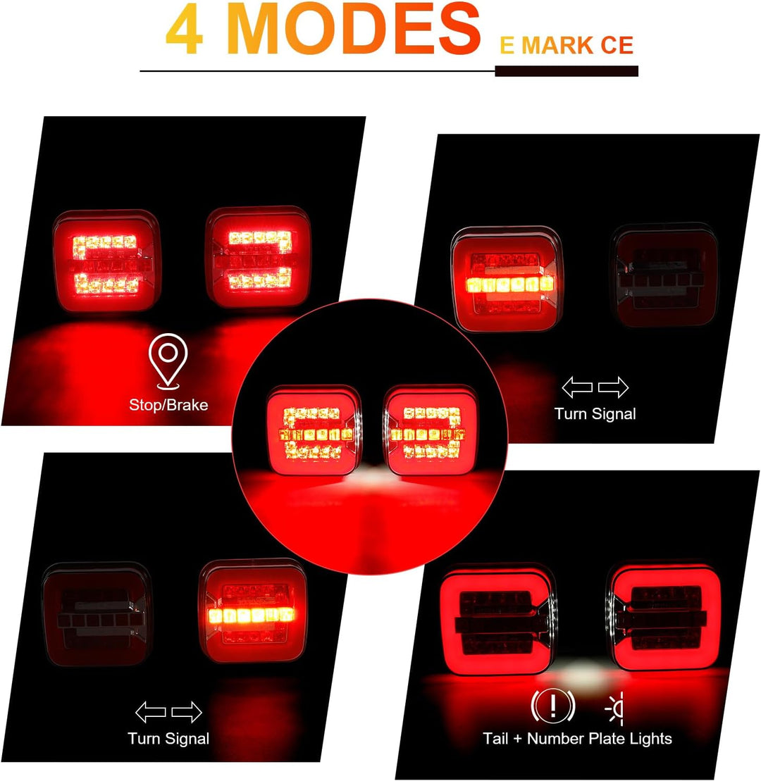LED Anhänger Rückleuchter Set, 12/24V Magnetische drahtlose LED Wasserdichte Rückleuchten, Anhänger