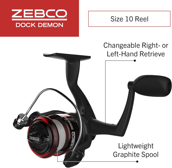 Zebco Dock Demon Spinnrolle oder Spinnrolle und Angelrutenkombination, 76,2 cm, langlebige Fiberglas