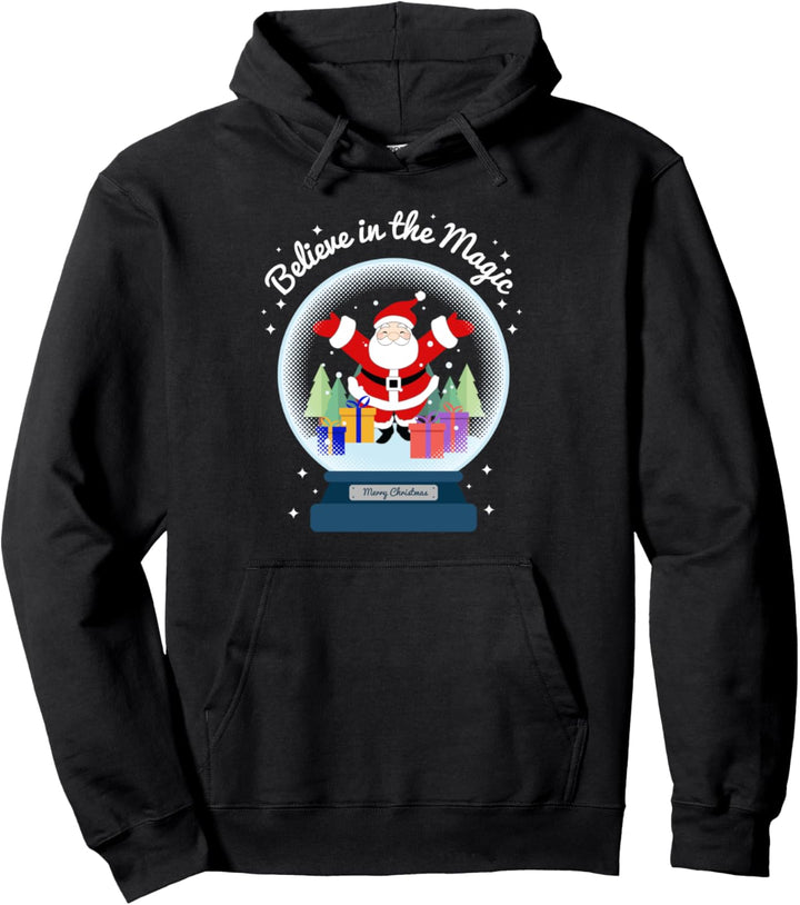 Glaube Frohe Weihnachten Santa Schneekugel Dekor Pullover Hoodie